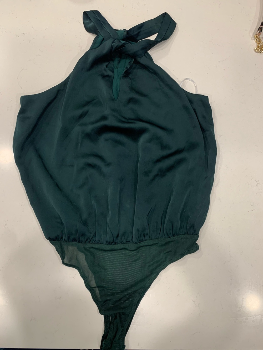 Lulu's Dark Green Halter Bodysuit